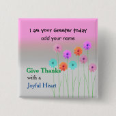 Church Greeter Name Bord Vierkante Button 5,1 Cm (Voorkant)