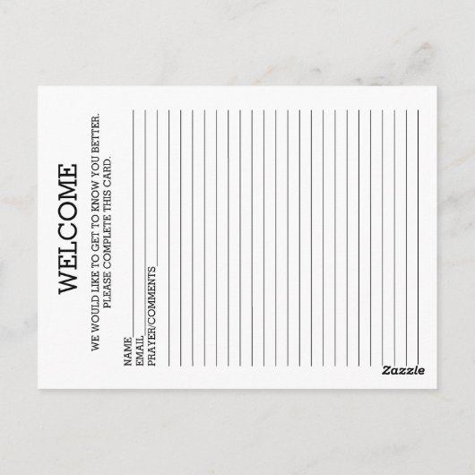 Church Guest Pew-Kaart Briefkaart (Achterkant)