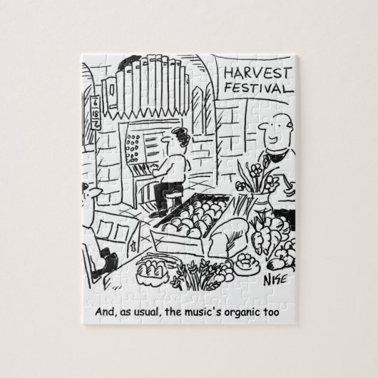 Church Harvest Festival Cartoon Legpuzzel (Verticaal)