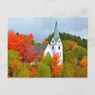 Church, Island Pond, Vermont, Autumn Briefkaart