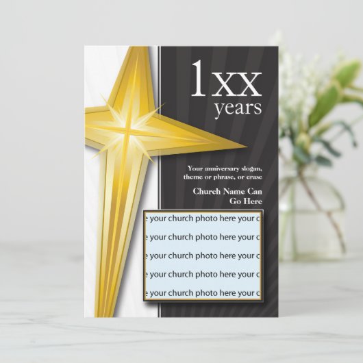 Church Jubileum Golden Cross Kaart (Staand voorkant)