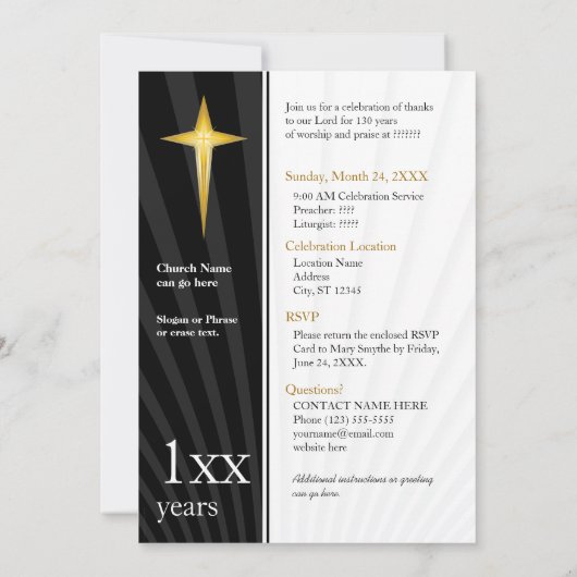 Church Jubileum Golden Cross Kaart (Achterkant)