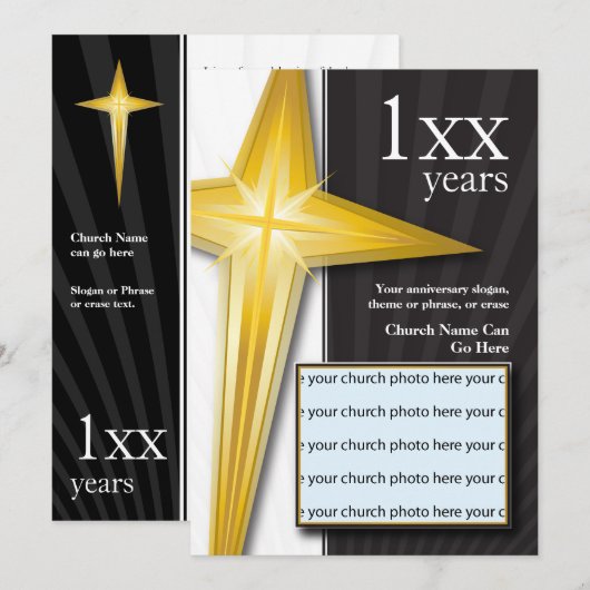 Church Jubileum Golden Cross Kaart (Voorkant / Achterkant)