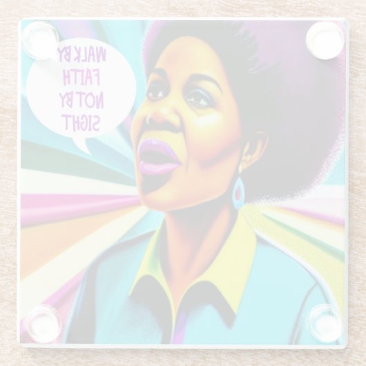 Church Lady Walk by Faith Art Onderzetter Glazen Onderzetter (Achterkant)