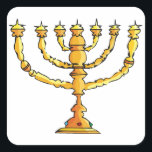 Church Menorah Vierkante Sticker<br><div class="desc">Een kerkmenora in goud met veel kaarsen. Dit ontwerp ziet er echt effectief uit op deze Stickers</div>