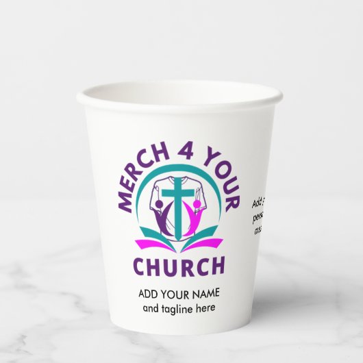 CHURCH MERCHANDISE Persoonlijk Je Logo toevoegen Papieren Bekers (Voorkant)