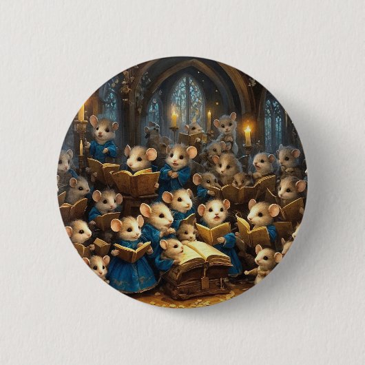 Church Mouse Choir Ronde Button 5,7 Cm (Voorkant)