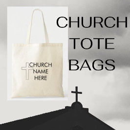 Church Name met Cross Christelijk Tote Bag