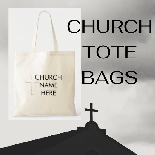 Church Name met Cross Christelijk Tote Bag