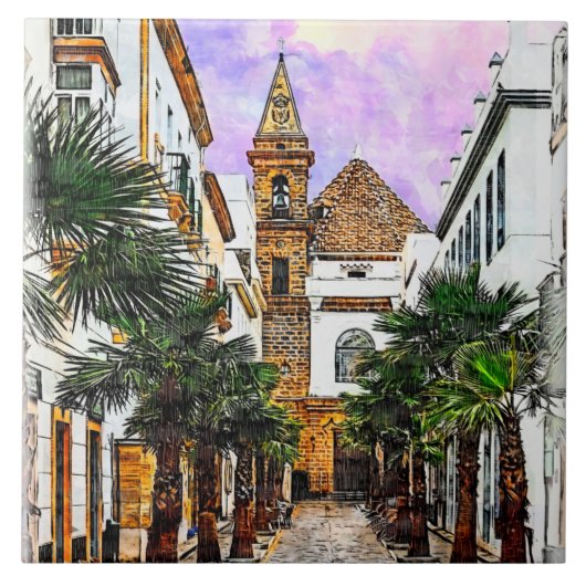 Church Nuestra Senora de la Palma. Cadiz, Spanje. Tegeltje (Voorkant)