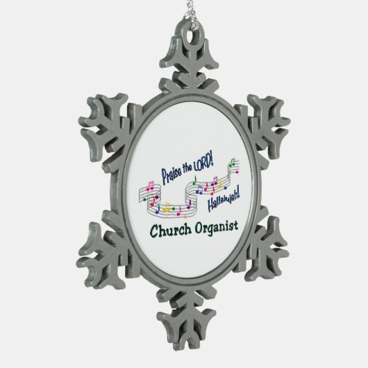 Church Organist Snowflake Pewter Ornament (Links)