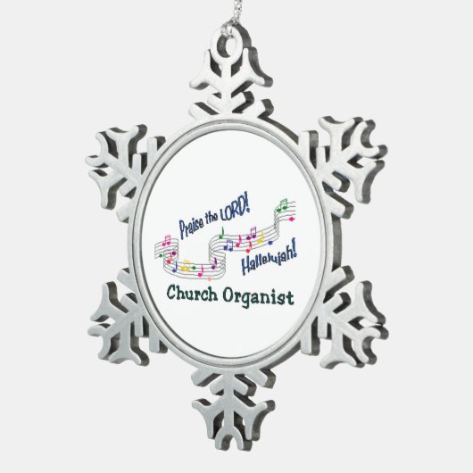 Church Organist Snowflake Pewter Ornament (Rechts)