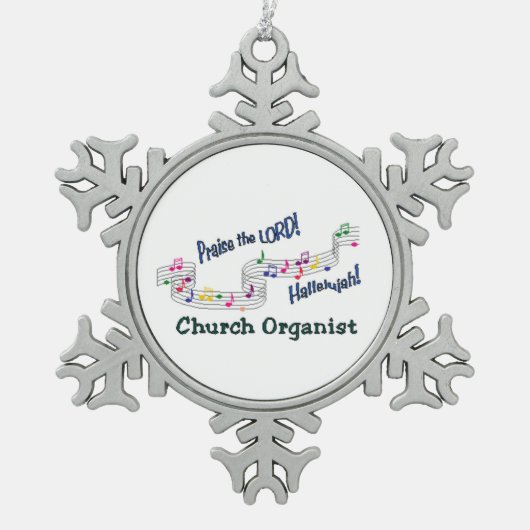 Church Organist Snowflake Pewter Ornament (Voorkant)