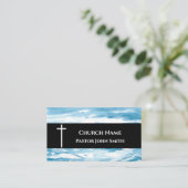 Church Pastor Abstract Blue Ocean Christian Visitekaartje (Staand voorkant)