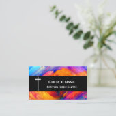 Church Pastor Abstract Orange Sky Christian Visitekaartje (Staand voorkant)