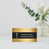 Church Pastor Gold Black Elegant Christelijk Visitekaartje (Staand voorkant)
