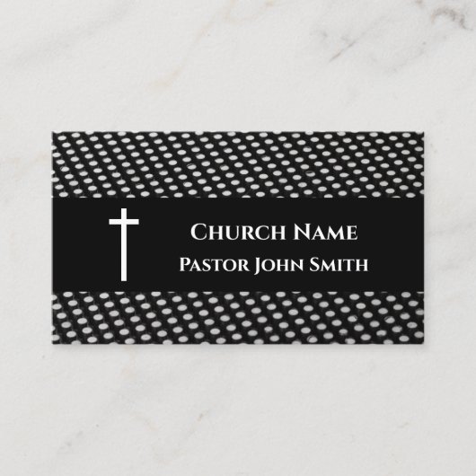 Church Pastor Modern Zwart Wit Patroon Christelijk Visitekaartje (Voorkant)