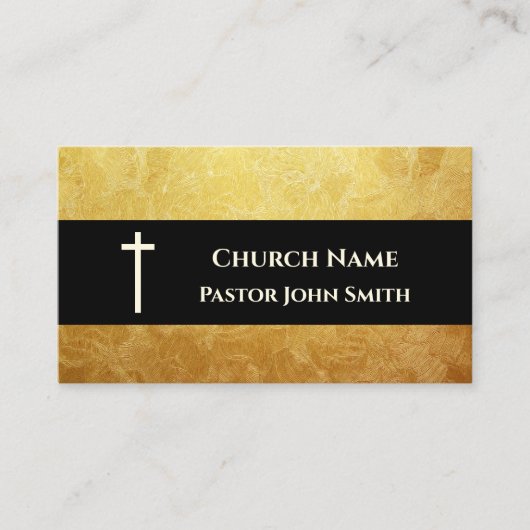 Church Pastor Rustic Gold Pattern Christelijk Visitekaartje (Voorkant)