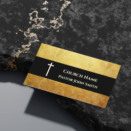 Church Pastor Rustic Gold Pattern Christelijk Visitekaartje