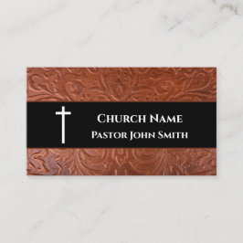 Church Pastor Rustic Leather Black Christelijk Visitekaartje