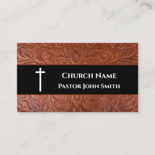 Church Pastor Rustic Leather Black Christelijk Visitekaartje