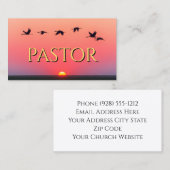 Church Pastor Sunset Birds Roze Christelijk Visitekaartje (Voorkant / Achterkant)