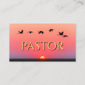 Church Pastor Sunset Birds Roze Christelijk Visitekaartje (Voorkant)