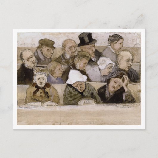 Church Pew met gelovigen, Vincent van Gogh Briefkaart (Voorkant)
