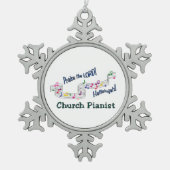 Church Pianist Snowflake Pewter-kerstversiering Tin Sneeuwvlok Ornament (Voorkant)