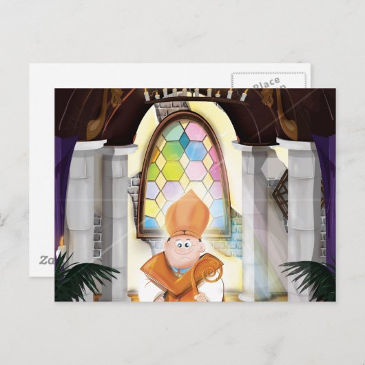 Church Priest Briefkaart (Voorkant / Achterkant)