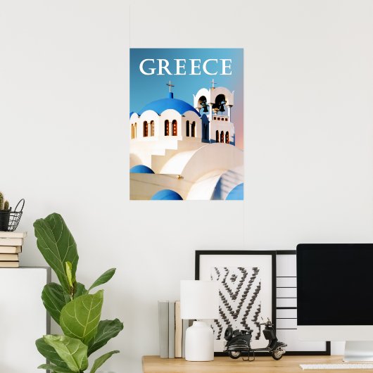 Church Roof and Bell Tower Griekenland Poster (Thuiskantoor)