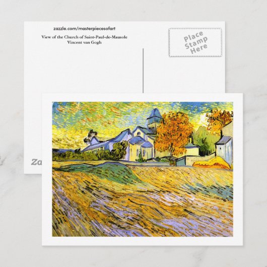 Church Saint-Paul-de-Mausole, Vincent van Gogh Briefkaart (Voorkant / Achterkant)
