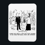 Church Service Wedding Vicar zegt nee tegen advoca Magneet<br><div class="desc">Op een bruiloft vertelt de Vicar de bruidegom dat er geen tijd is voor zijn advocaten om over de kleine lettertjes te kijken. Cartoon van de Britse cartoonist Nigel Sutherland.</div>