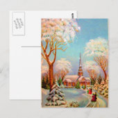 Church Snow Scene  Art Briefkaart (Voorkant / Achterkant)