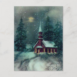 Church Snow Scene Art Briefkaart