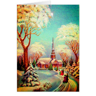 Church Snow Scene  Art Reproduction