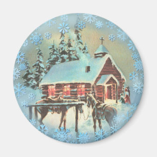 CHURCH & SNOWFLAKES VAN SHARON SHARPE MAGNEET