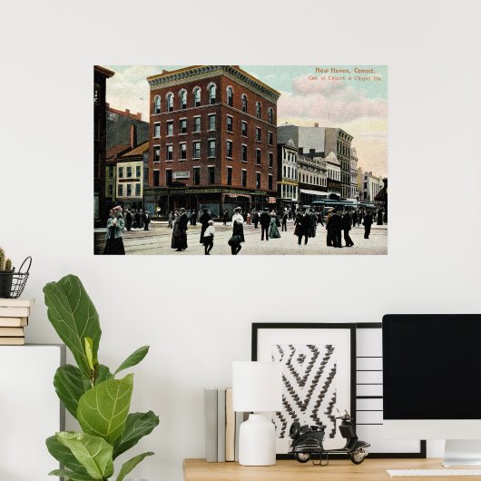 Church St. New Haven 1908  Poster (Thuiskantoor)