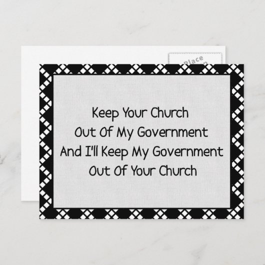 Church State Separation Briefkaart (Voorkant / Achterkant)