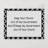 Church State Separation Briefkaart (Voorkant)
