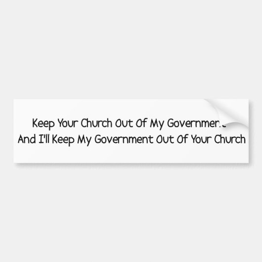 Church State Separation Bumpersticker (Voorkant)