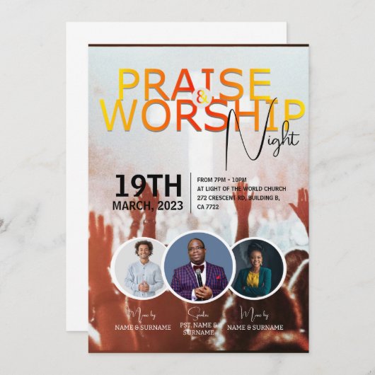 Church Sunday Service  Flyer Design Kaart (Voorkant / Achterkant)