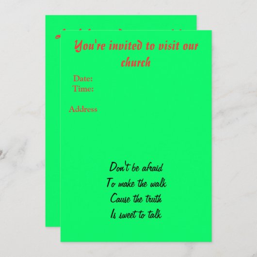 Church-uitnodiging Kaart (Voorkant / Achterkant)