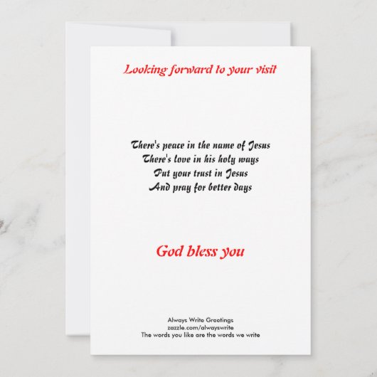 Church-uitnodiging Kaart (Achterkant)