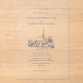 Church Venue Sketch Minimalist Wedding  Acryl Uitnodigingen (Voorkant)