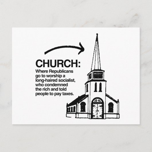 CHURCH - WAAR DE REPUBLIEK NAAR HET WERK GAAT BRIEFKAART (Voorkant)