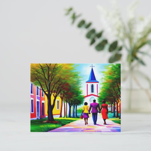 Church Walk Christelijk Art Briefkaart (Staand voorkant)