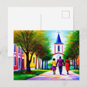 Church Walk Christelijk Art Briefkaart (Voorkant / Achterkant)