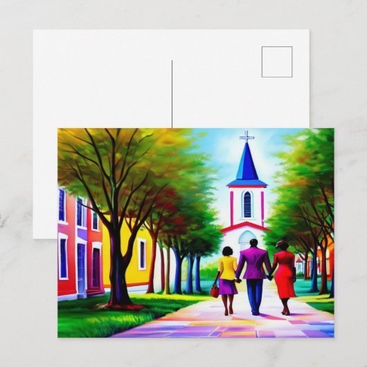 Church Walk Christelijk Art Briefkaart (Voorkant / Achterkant)