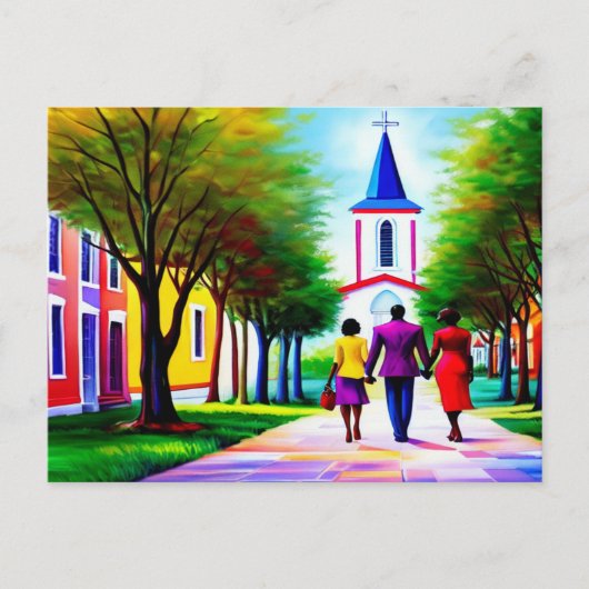 Church Walk Christelijk Art Briefkaart (Voorkant)